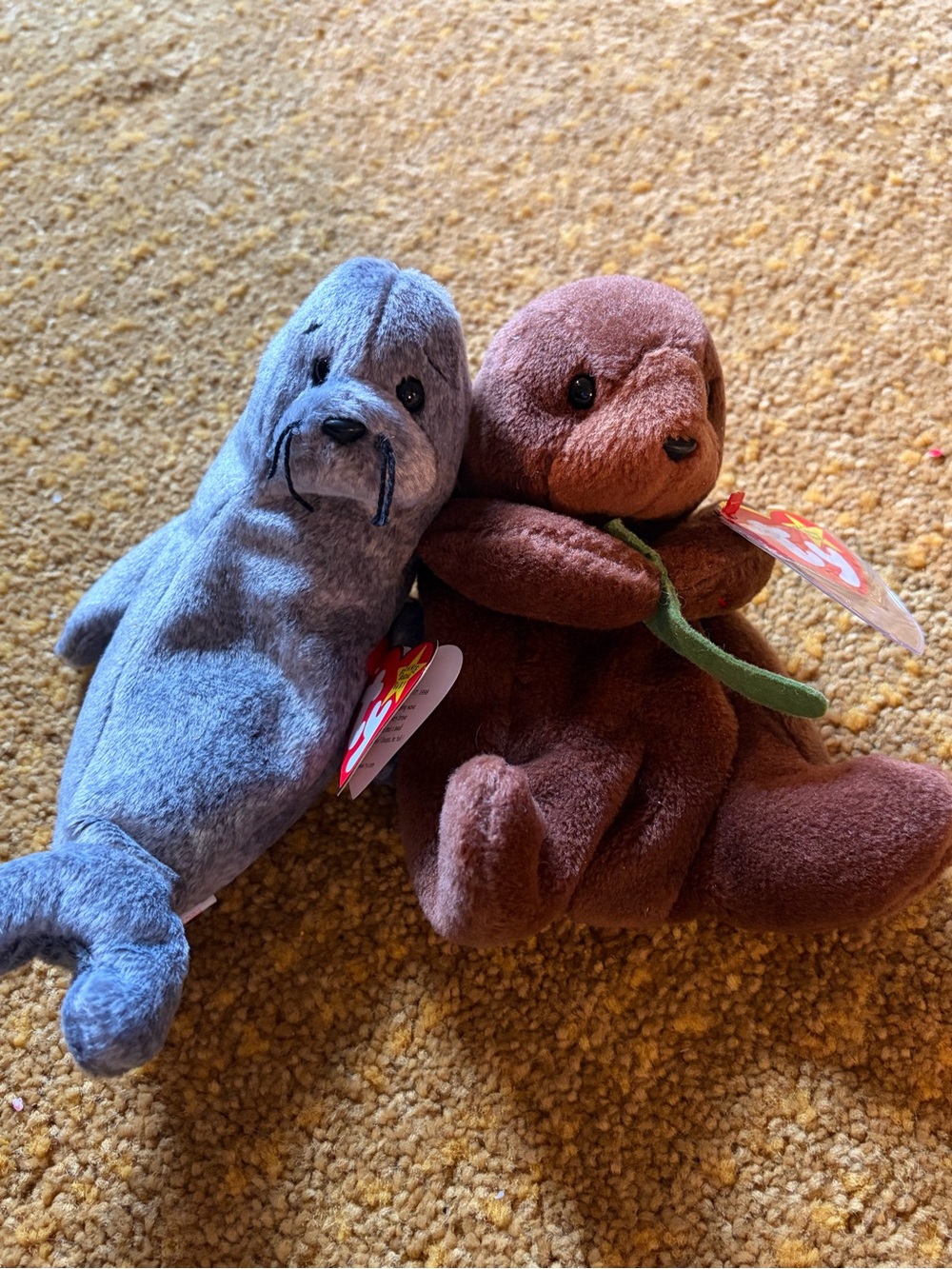 Ty Plush Seal and Otter Set - Gray Seal & Brown Otter